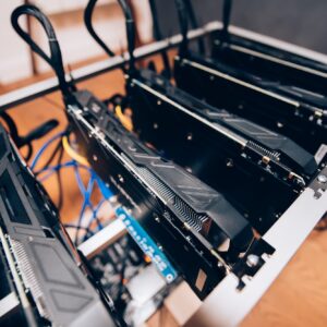 Cryptocurrencies mining rig, blockchain details of technology